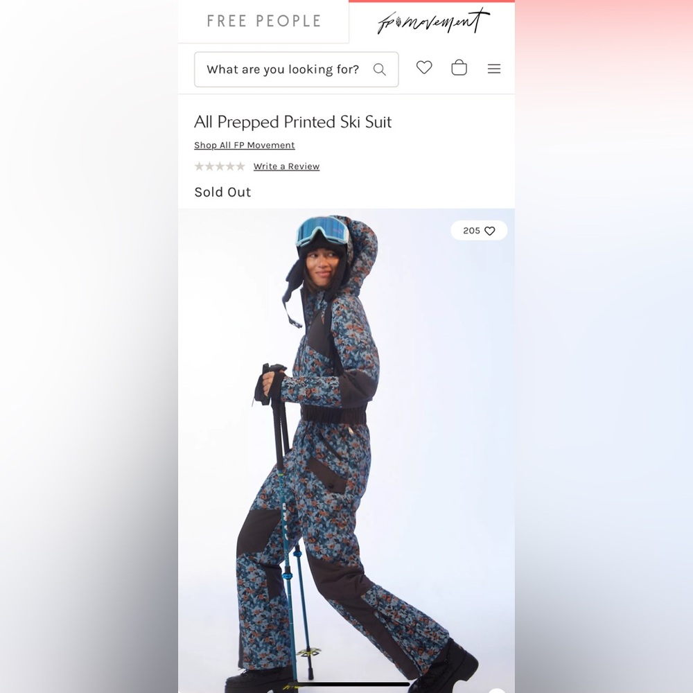 FREE PEOPLE MOVEMENT “All prepped” Printed Ski Suit-Alpine Combo- RARE SOLD OUT